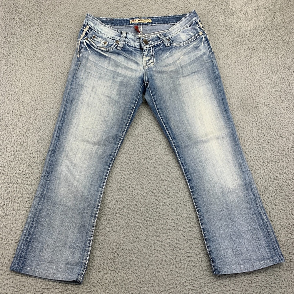 BKE Madison Crop Jeans Womens 27 (Fits 30x23) Blue Denim Stretch Low Rise Capris